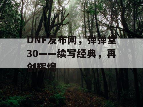 DNF发布网，弹弹堂30——续写经典，再创辉煌