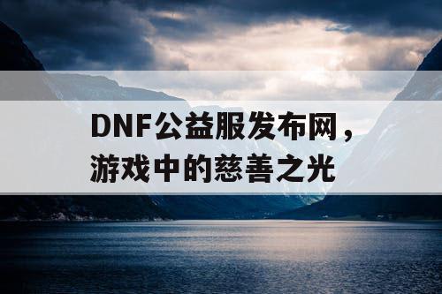 DNF公益服发布网，游戏中的慈善之光